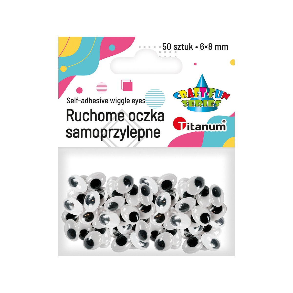 Oczy samoprzylepne Titanum Craft-Fun Series owalne ruchome 6x8mm