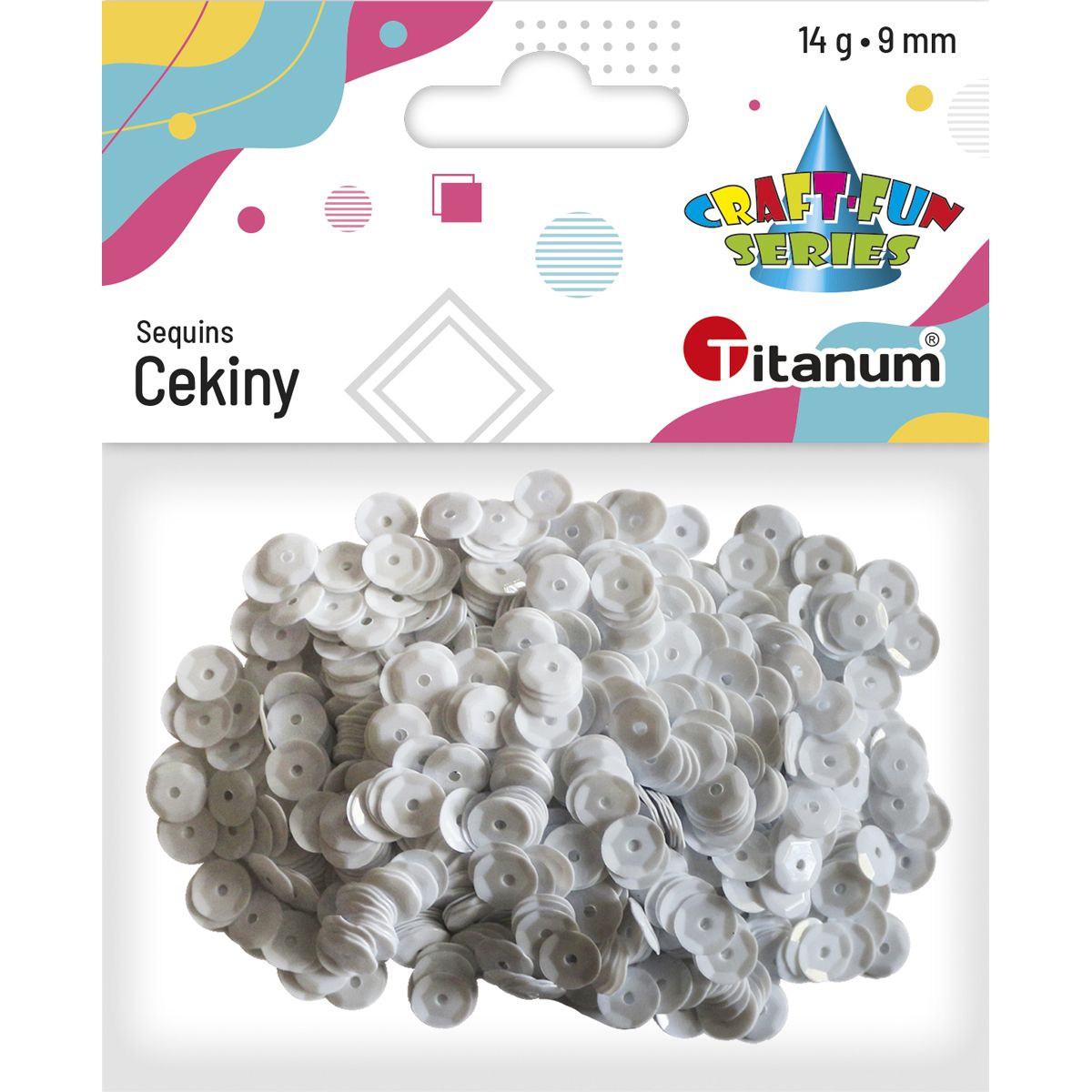 Cekiny Titanum Craft-Fun Series okrągłe 9mm białe 14g (360413)